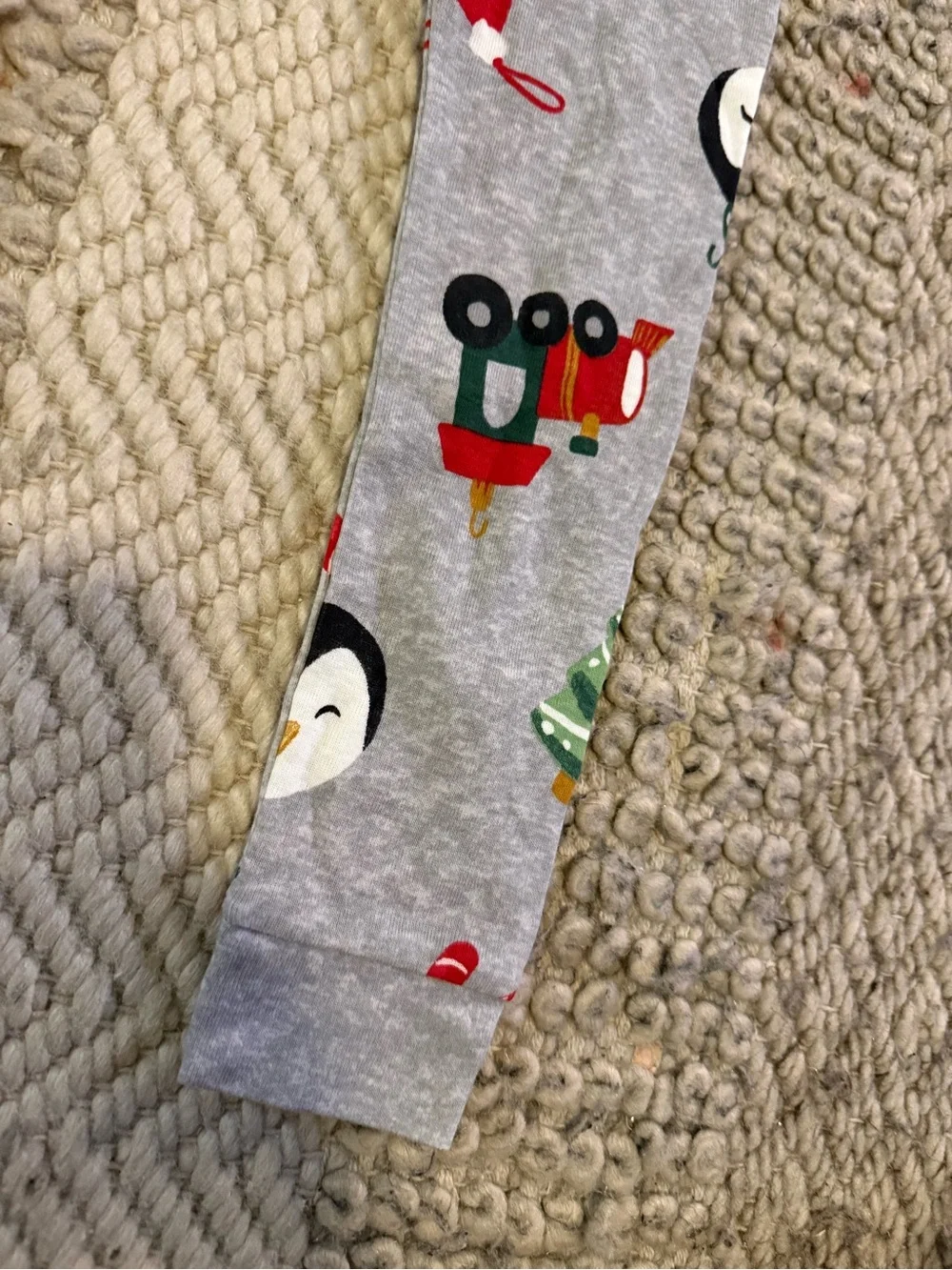 Carter's Gray Holiday Print pajama bottoms Santa, Penguin, Train & Candy Cane 4T